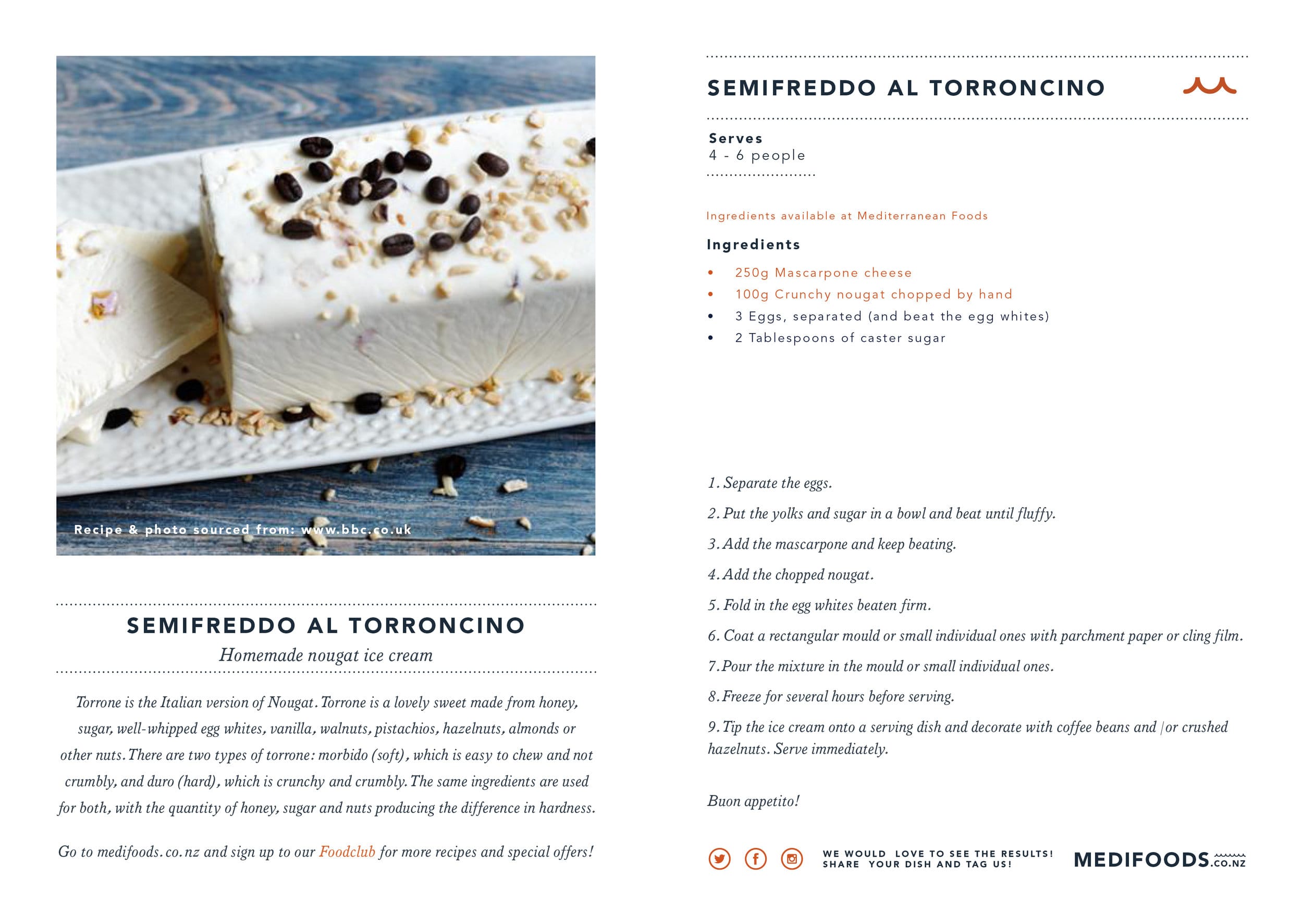 Semifreddo Al Torroncino Homemade Nougat Ice Cream Mediterranean