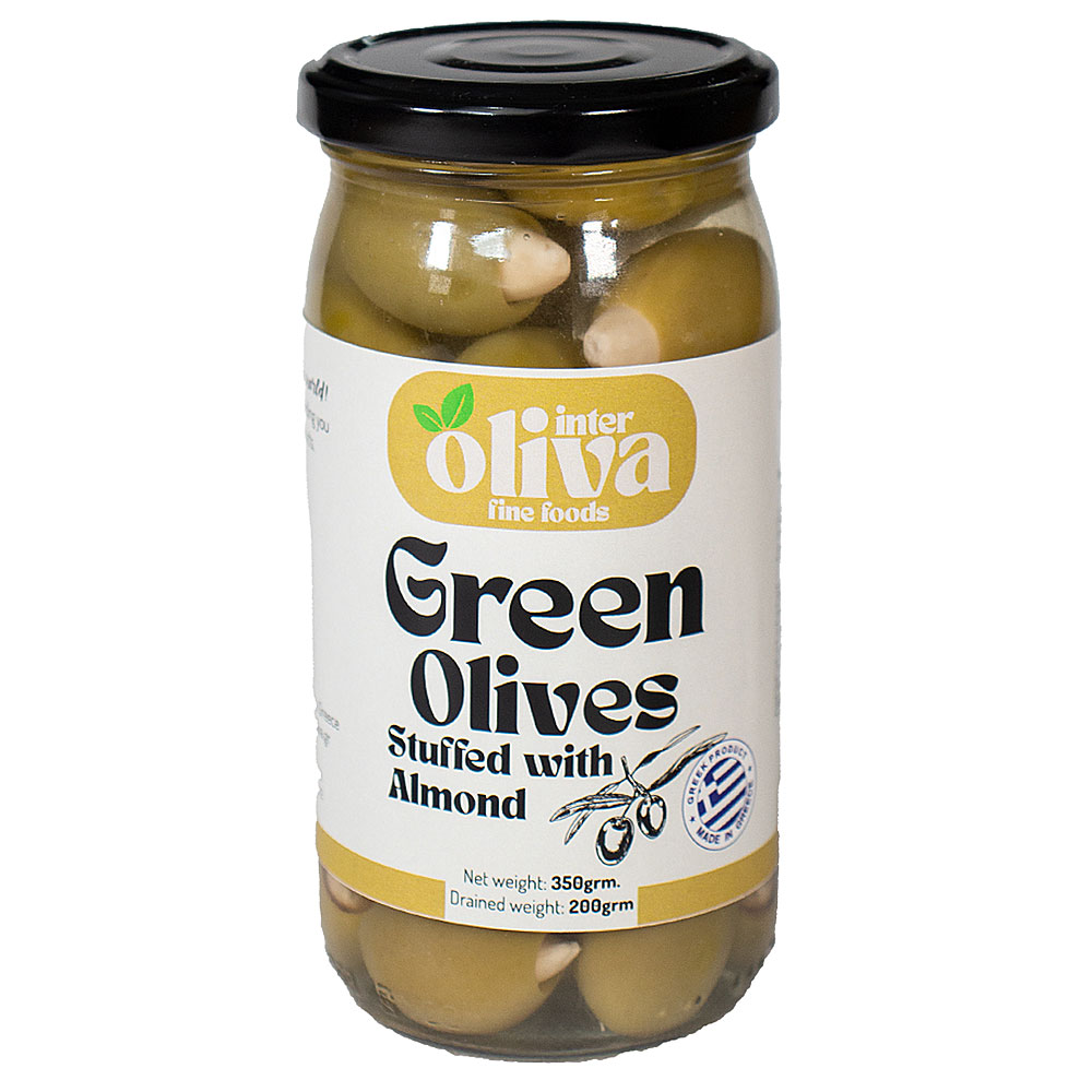 Green Olives Almond Stuffed 370g - INTEROLIVA