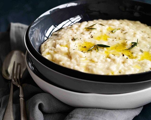 Risotto with smoked provolone and rosemary