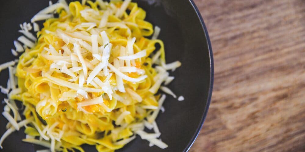 Tagliatelle De Cecco with pumpkin and smoked provolone