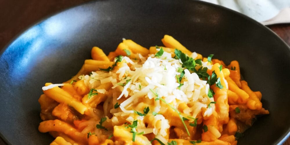 Casareccie De Cecco with pumpkin, sausage and smoked provolone