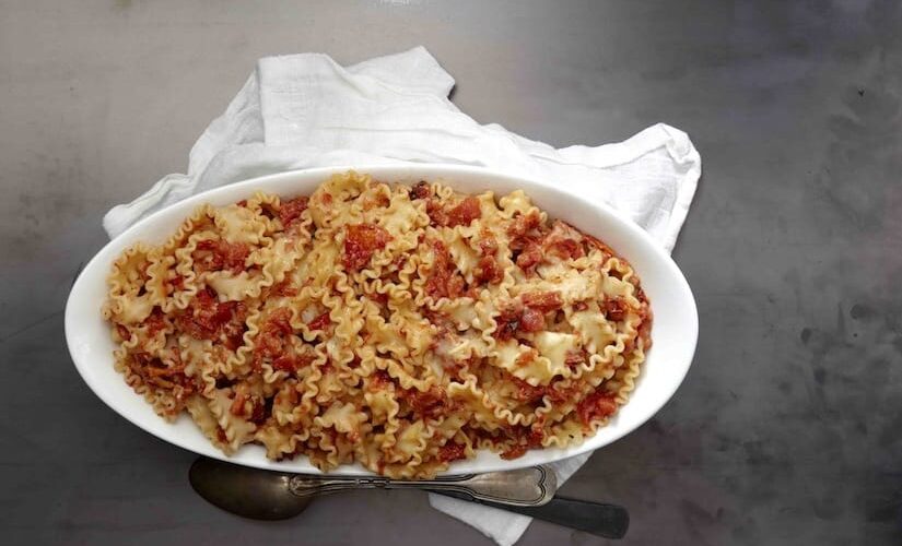 Mafalde with roasted tomato and crescenza cheese