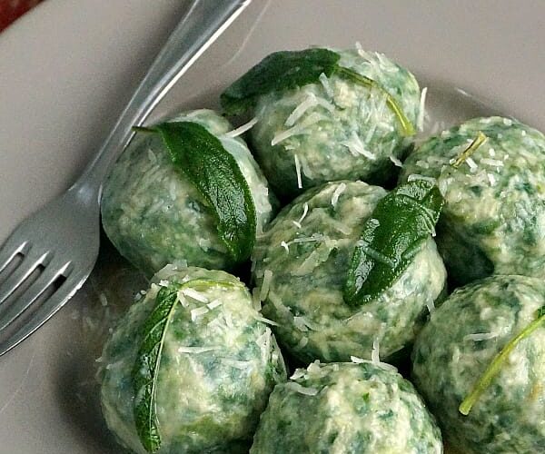 “Gnudi” Ricotta, spinach, gnocchi, butter and sage