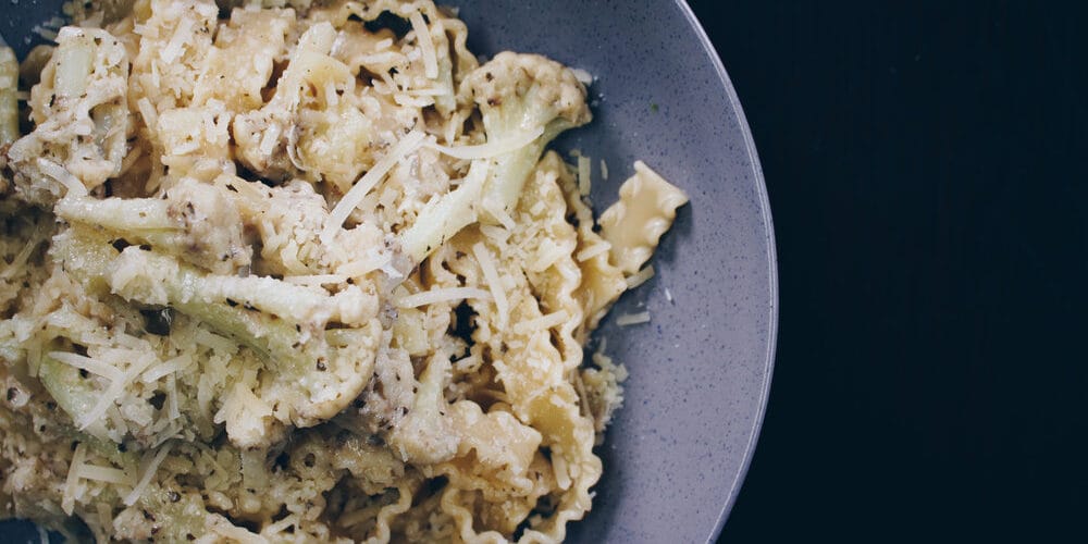 Mafaldine De Cecco with potato, cauliflower and truffled cream