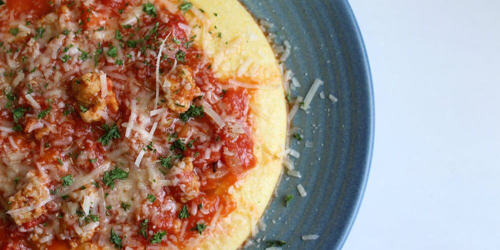 Polenta with porcini and sausage ragout