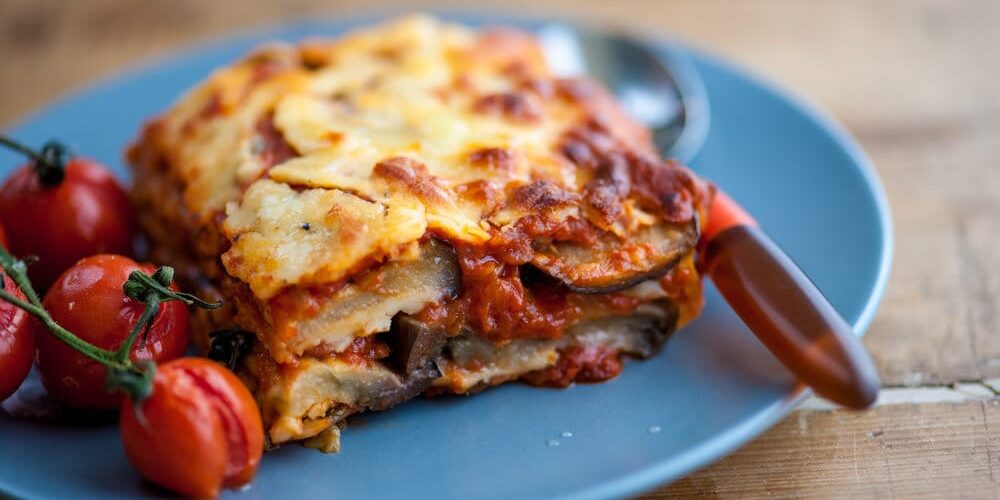 Baked eggplant Parmigiana with Prosciutto Cotto