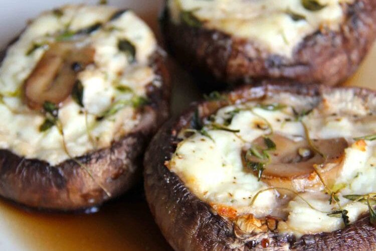 Baked Portobello mushrooms pancetta and provolone