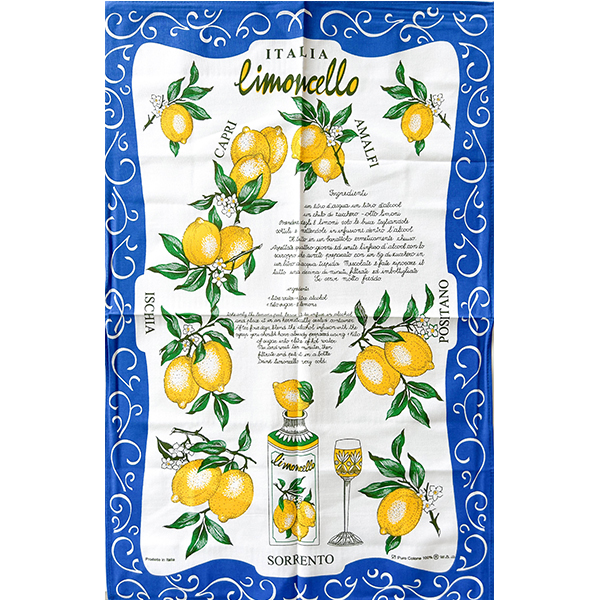 italian tea towel blue