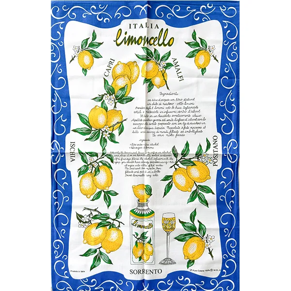 italian tea towel blue