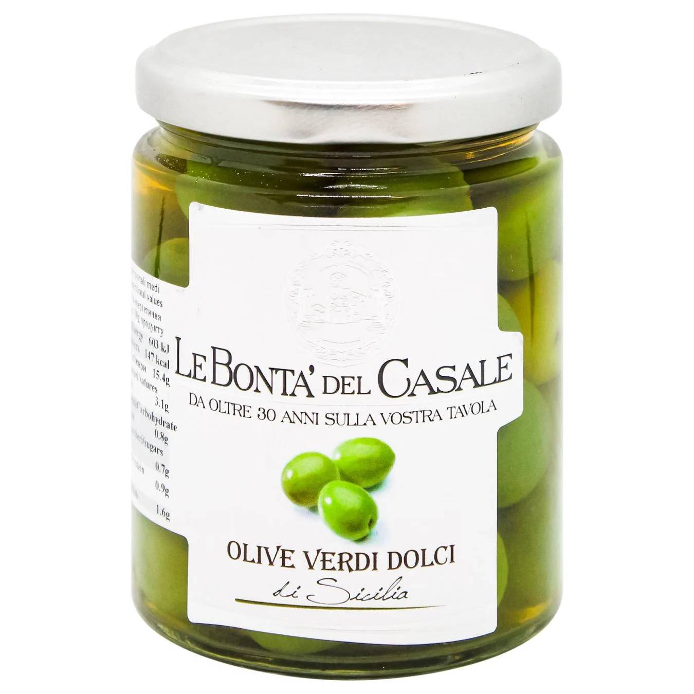 Sweet Green Olives 280g - BONTA DEL CASALE