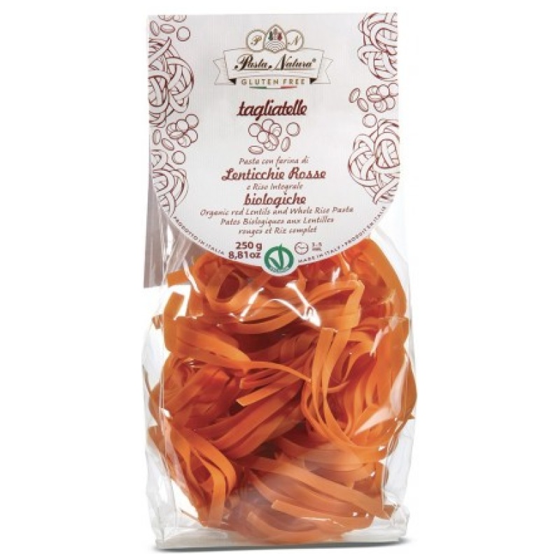 Red Lentils Tagliatelle Gluten Free Pasta 250g - PASTA NATURA