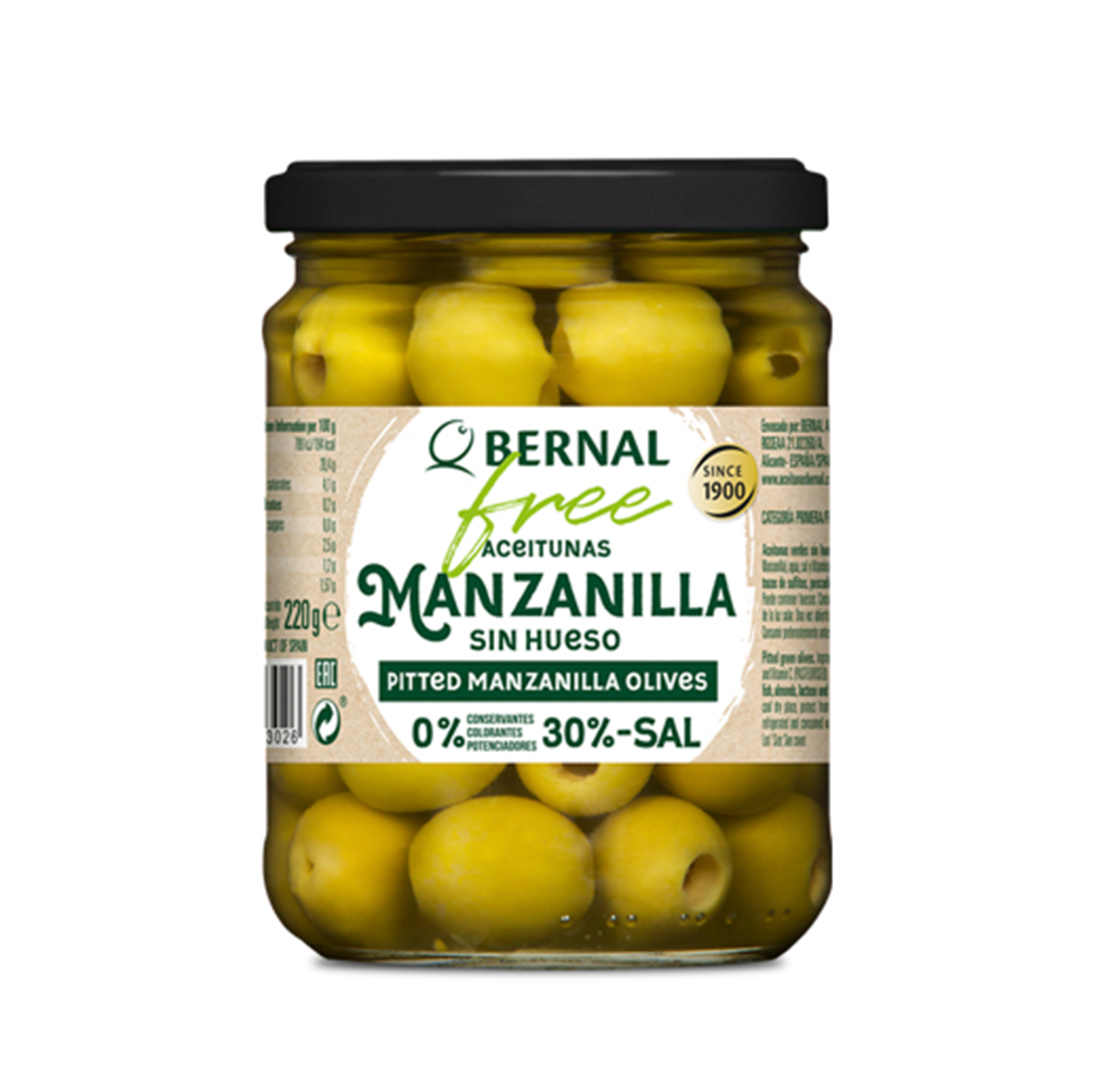 Pitted Manzanilla Olives 436g - BERNAL