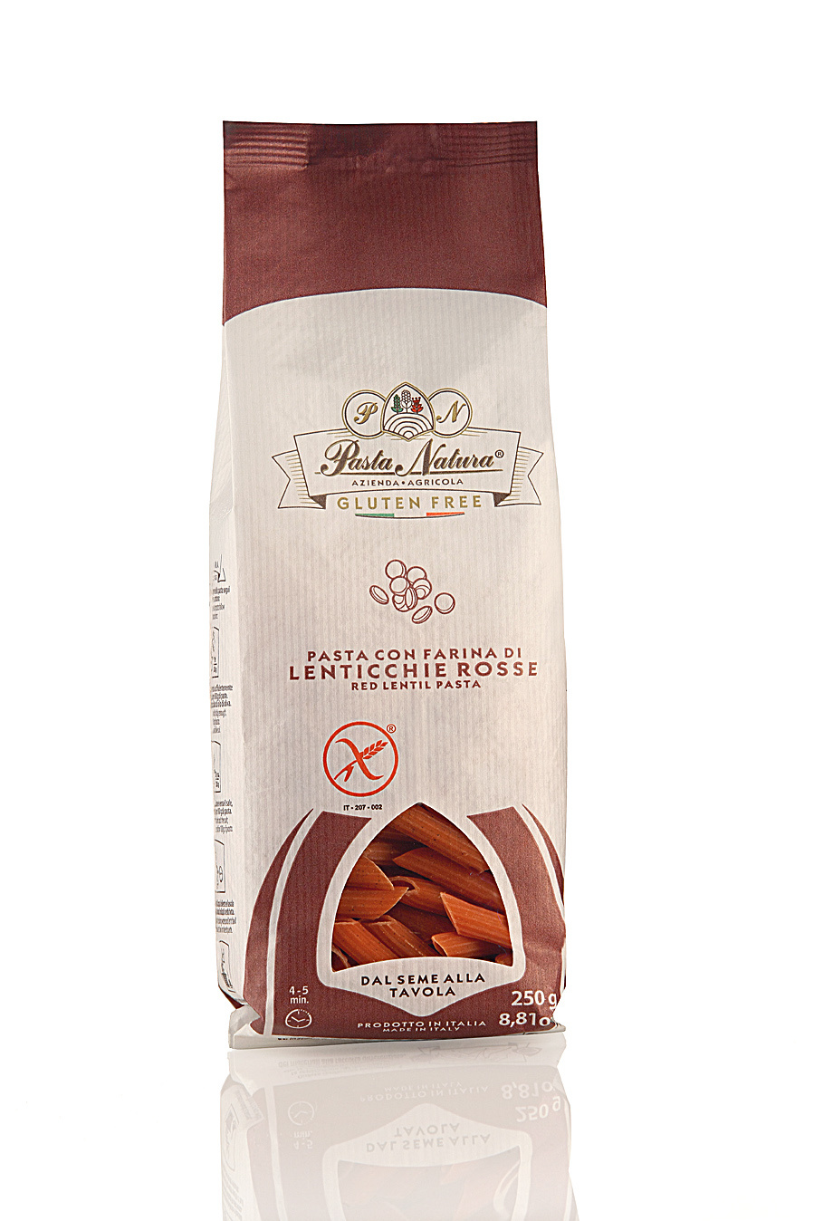 Red Lentil Penne Gluten Free Pasta 250g - PASTA NATURA